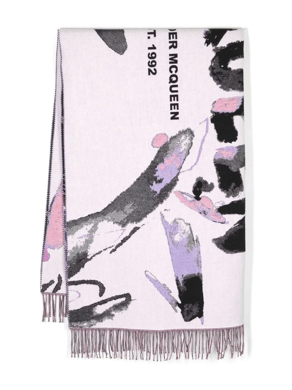 abstract pattern logo-print scarf - 1