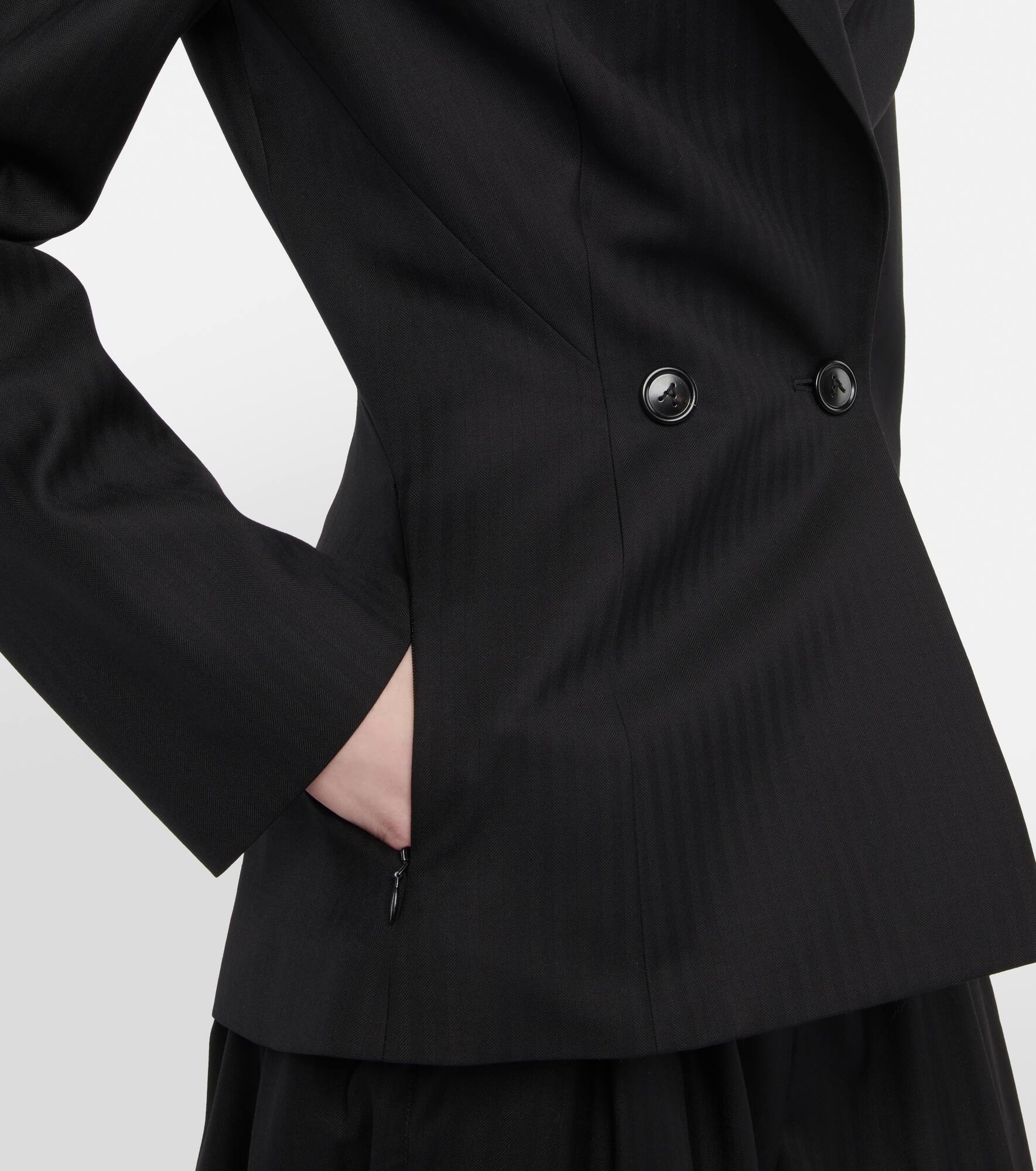 Herringbone wool gabardine blazer - 5