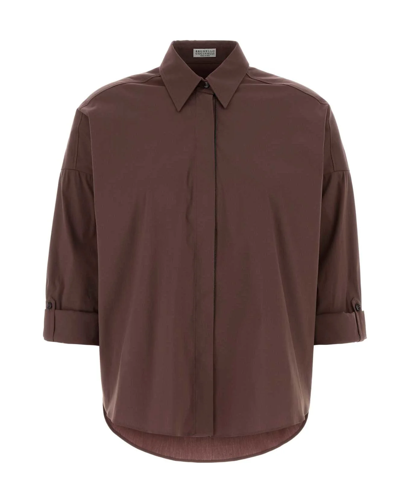 Chocolate Stretch Poplin Shirt - 1