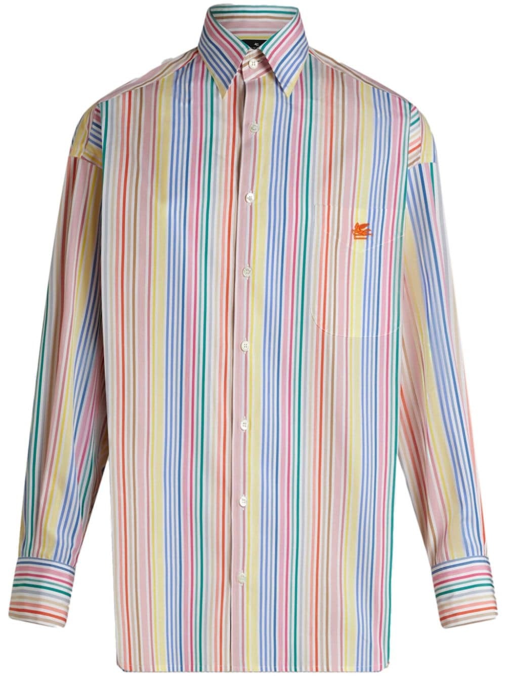 Pegaso-embroidery striped cotton shirt - 1