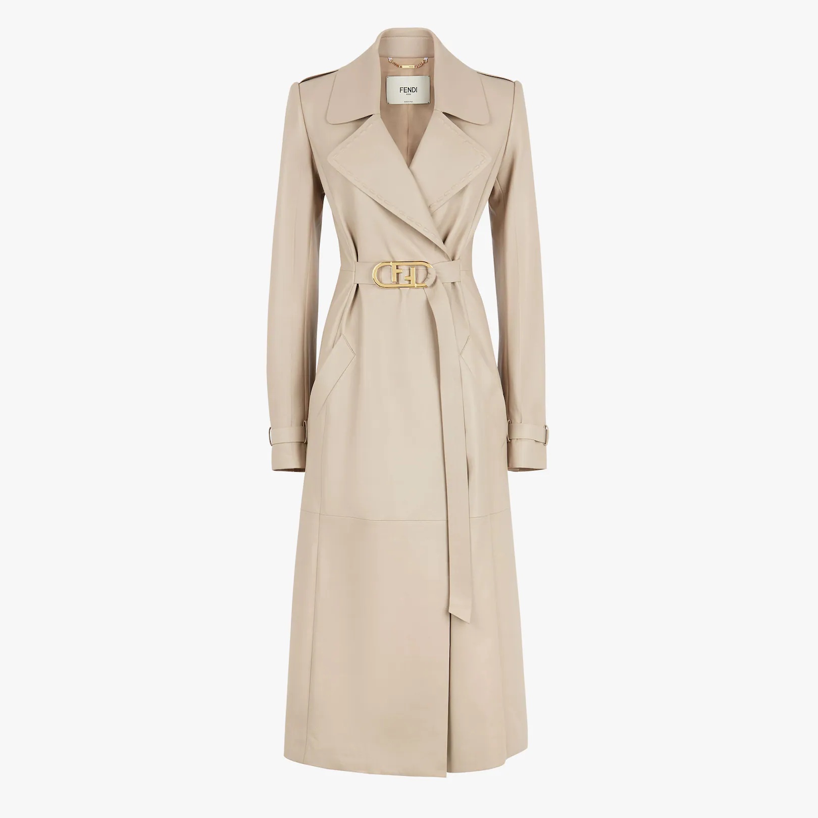 Beige nappa leather trench coat - 1