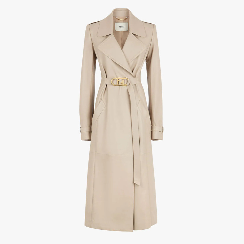 Beige nappa leather trench coat 1