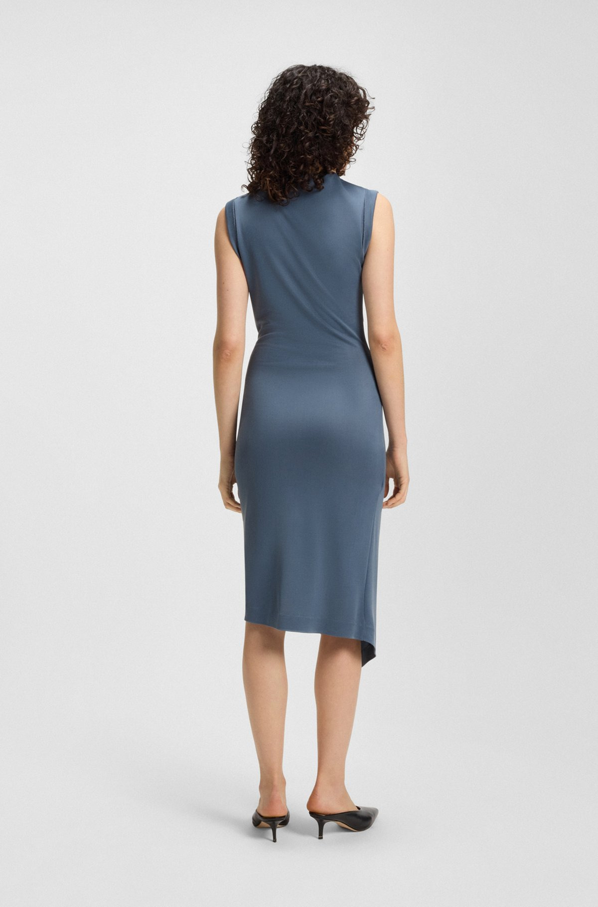 WRAP-FRONT DRESS WITH GATHERED DETAILS - 5