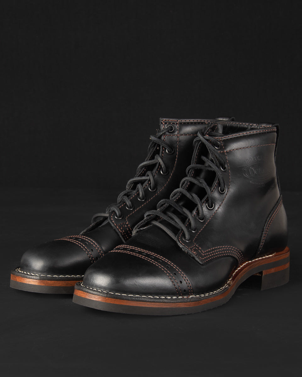 IHWE-GLMN-BLK Iron Heart Int'l x Wesco® - 7" Domain Toe Cap Boot - Black Tie. The "Guildsman" - 12