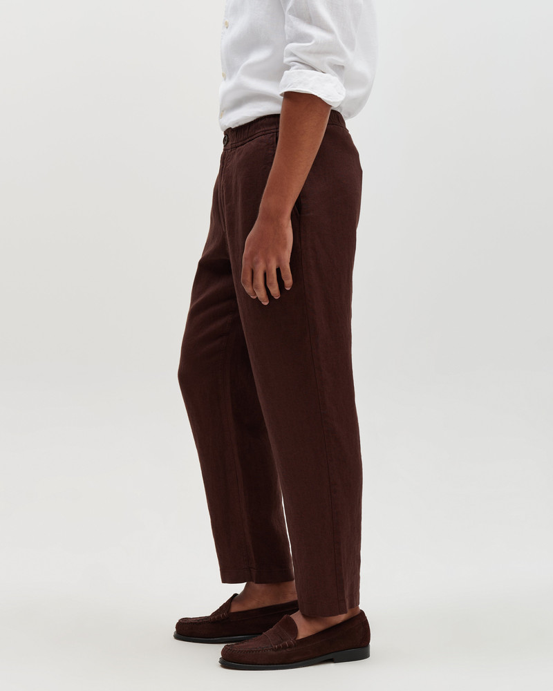 Kurt - Brown Washed Linen Relaxed Fit Trousers 5