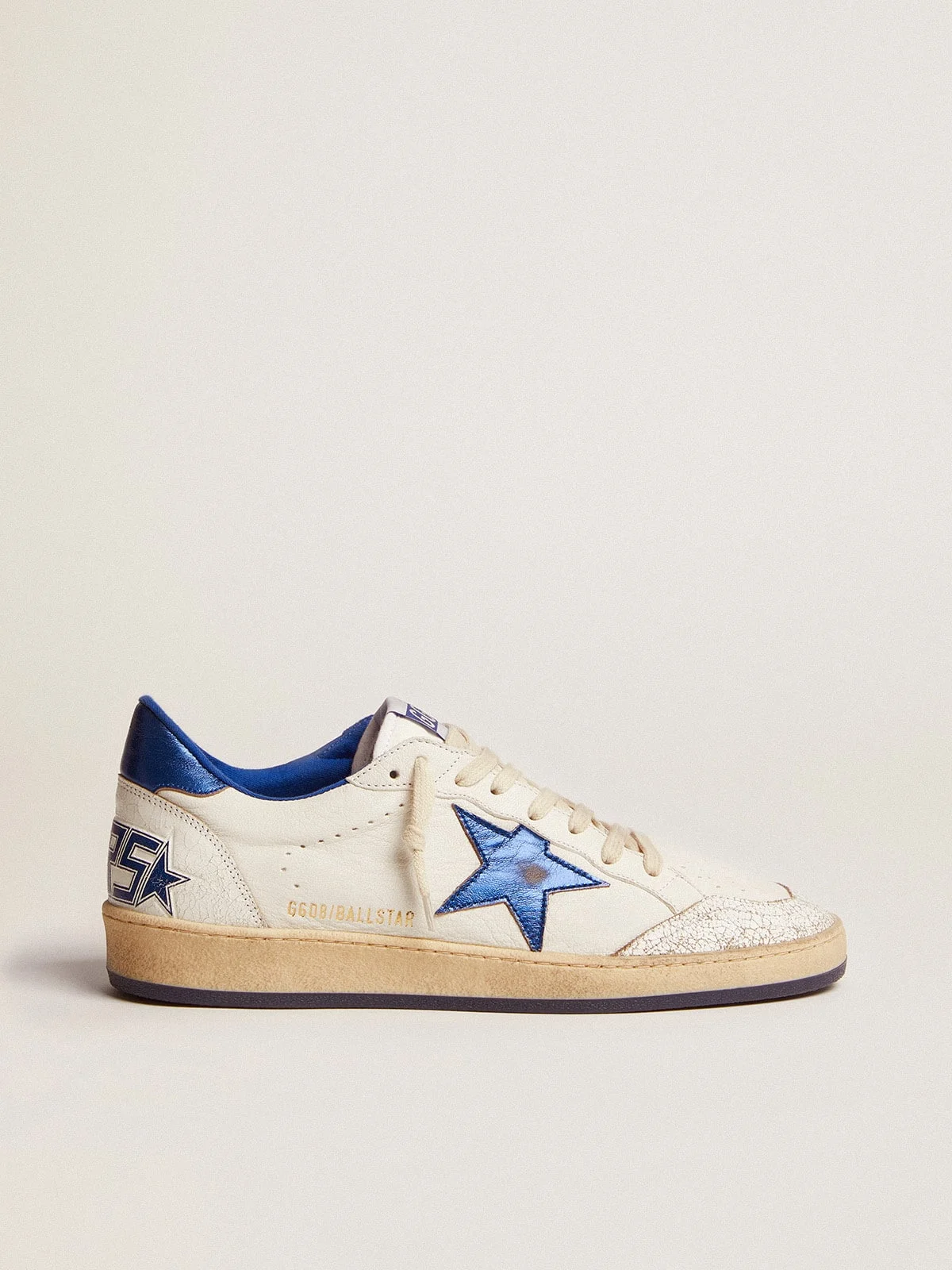 Men's Ball Star in white nappa with blue star and heel tab - 1