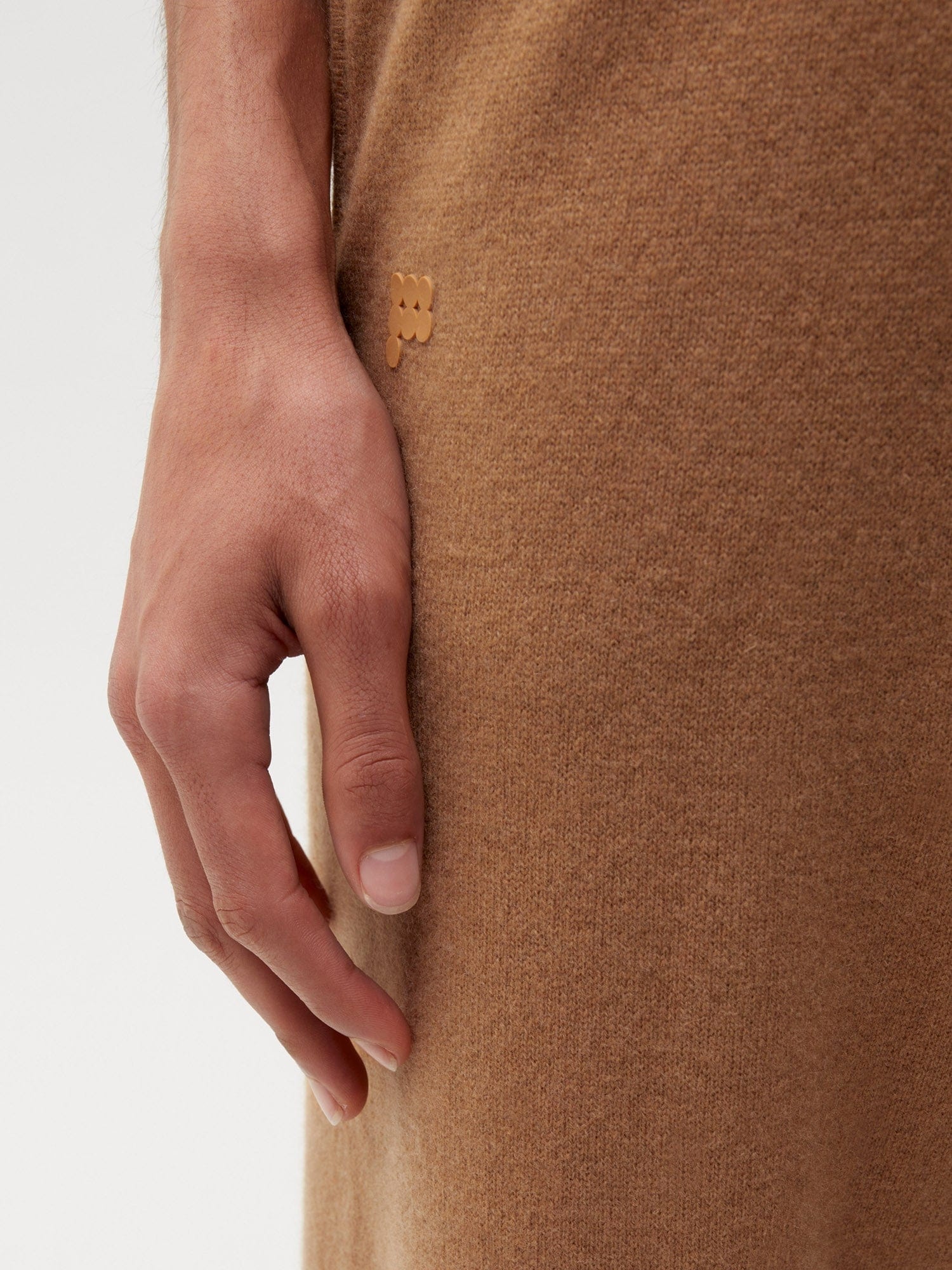 Mens Recycled Cashmere Track Pants - Camel - 3
