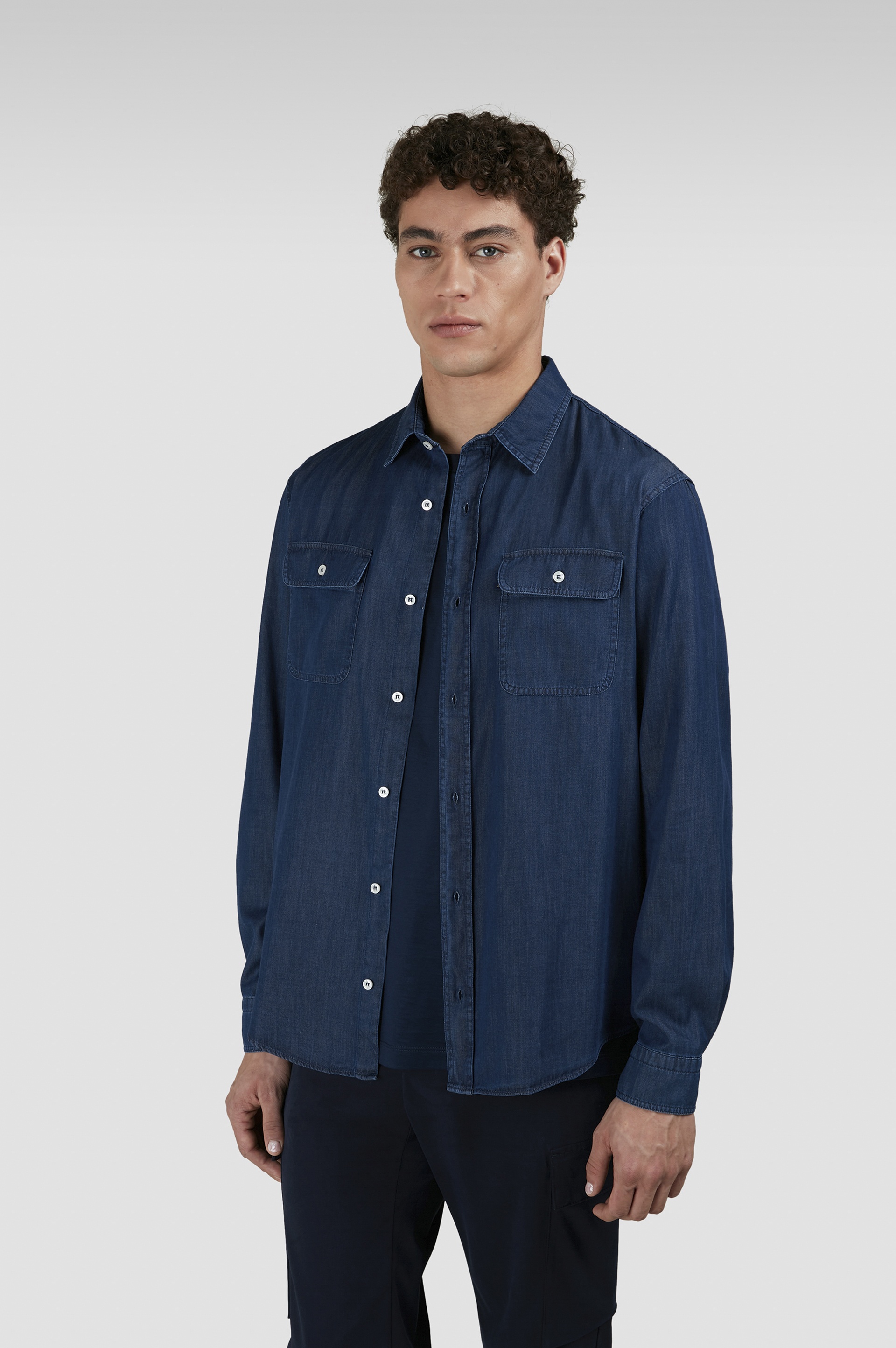 X-SOFT SHIRT IN GIZA COTTON LIGHT DENIM - 6