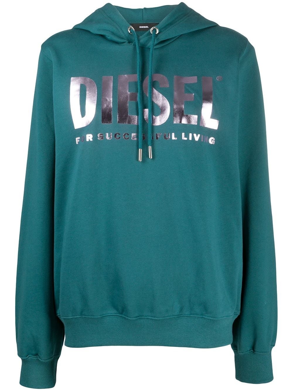 metallic logo print hoodie - 1