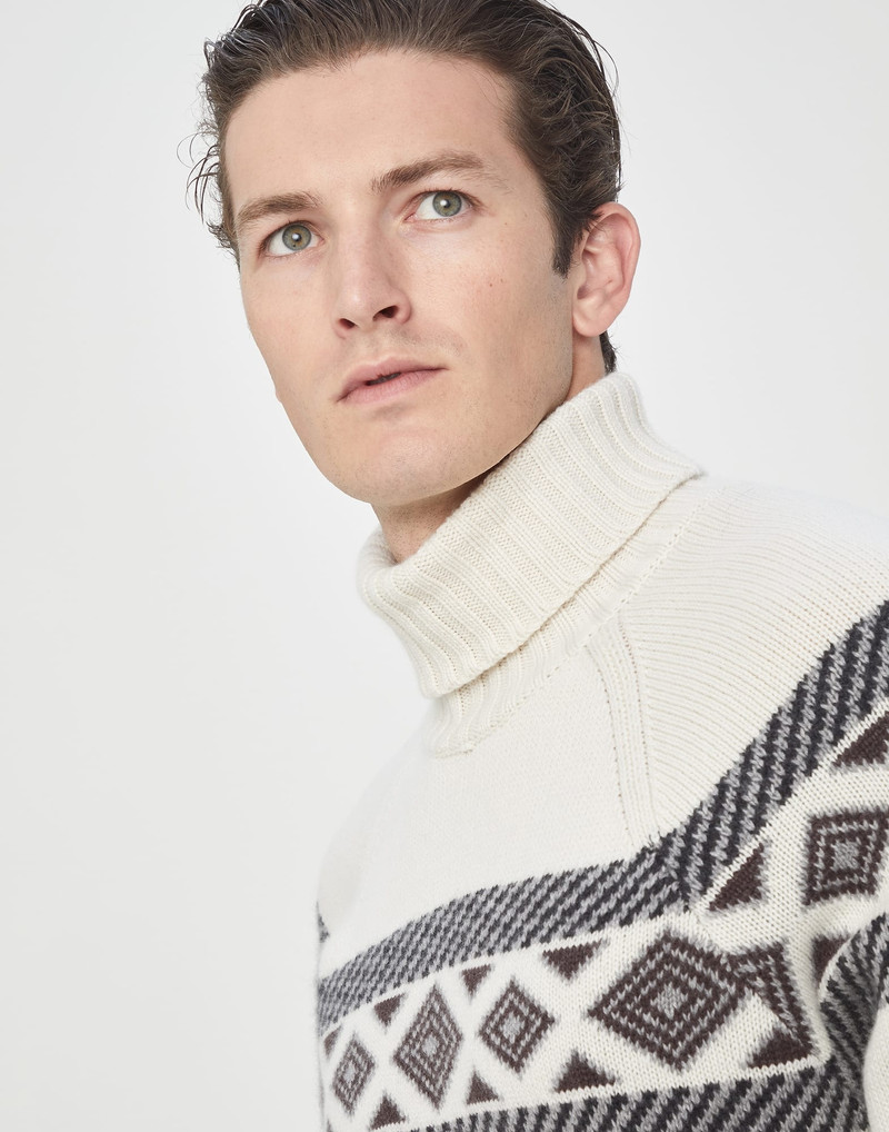 Ethnic Jacquard turtleneck sweater in cashmere 3