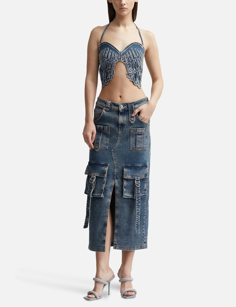 Blumarine denim cargo skirt outlook