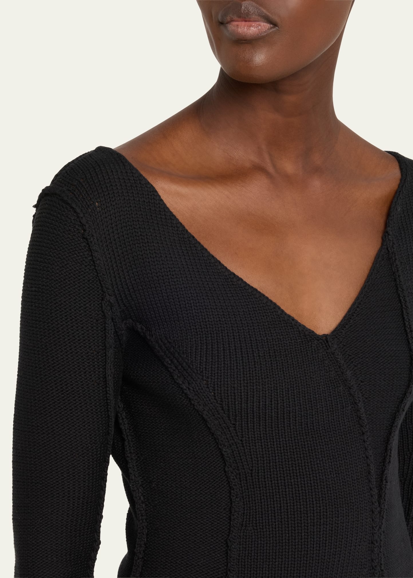 Eddy V-Neck Exposed Seam Sweater - 5