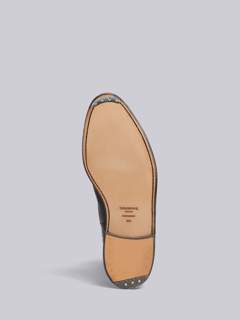 Black Pebble Grain Leather 4-Bar Leather Sole Knee High Chelsea Boot 5