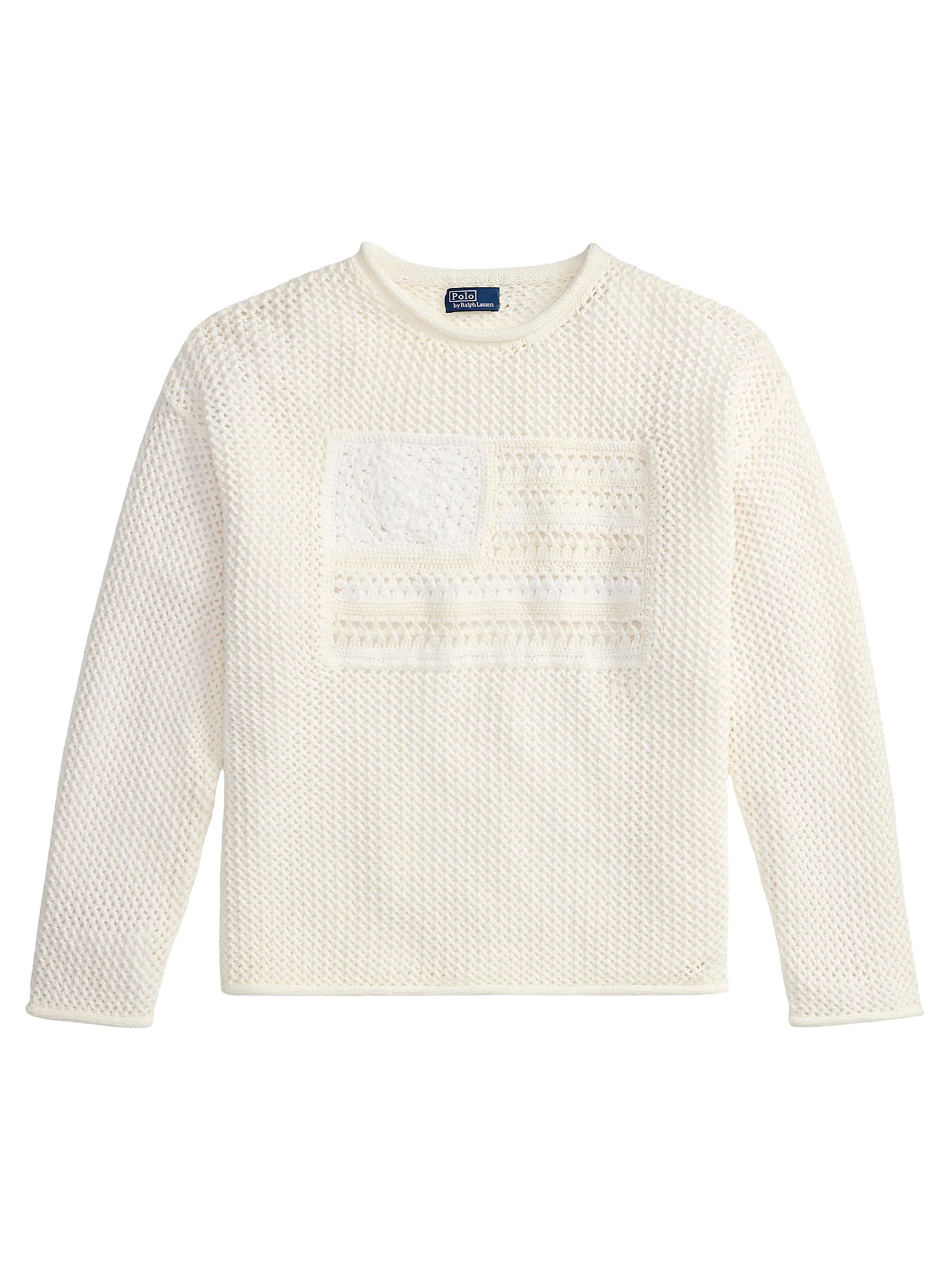 Women's Tonal Flag Pointelle Sweater - White Multi - 1