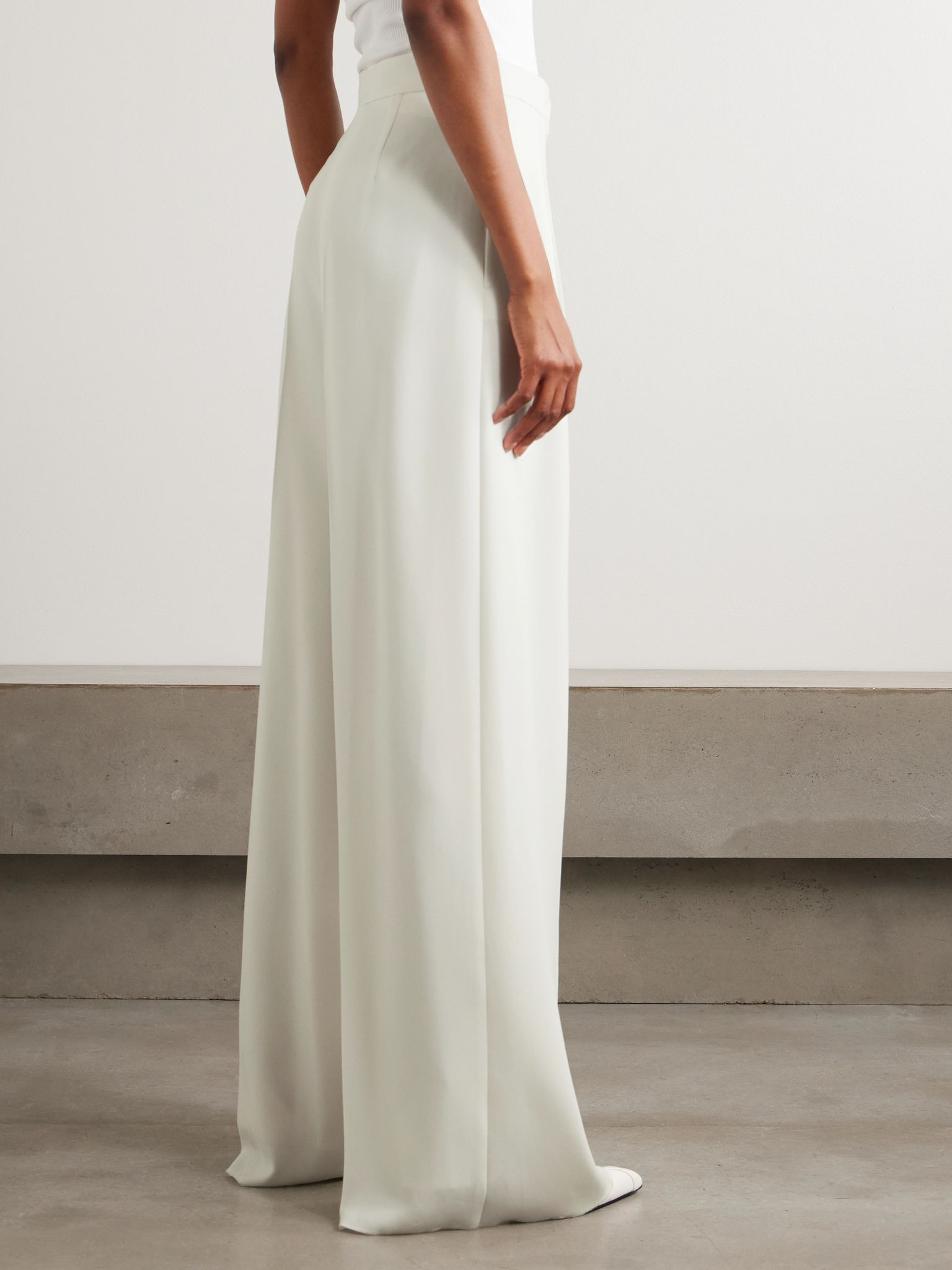 Manetta pleated cady wide-leg pants White - 3