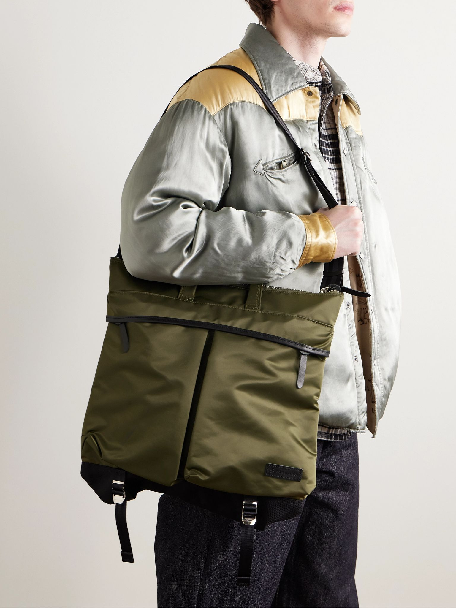 Lightning Leather-Trimmed Nylon-Twill and CORDURA® Tote Bag Army green - 6