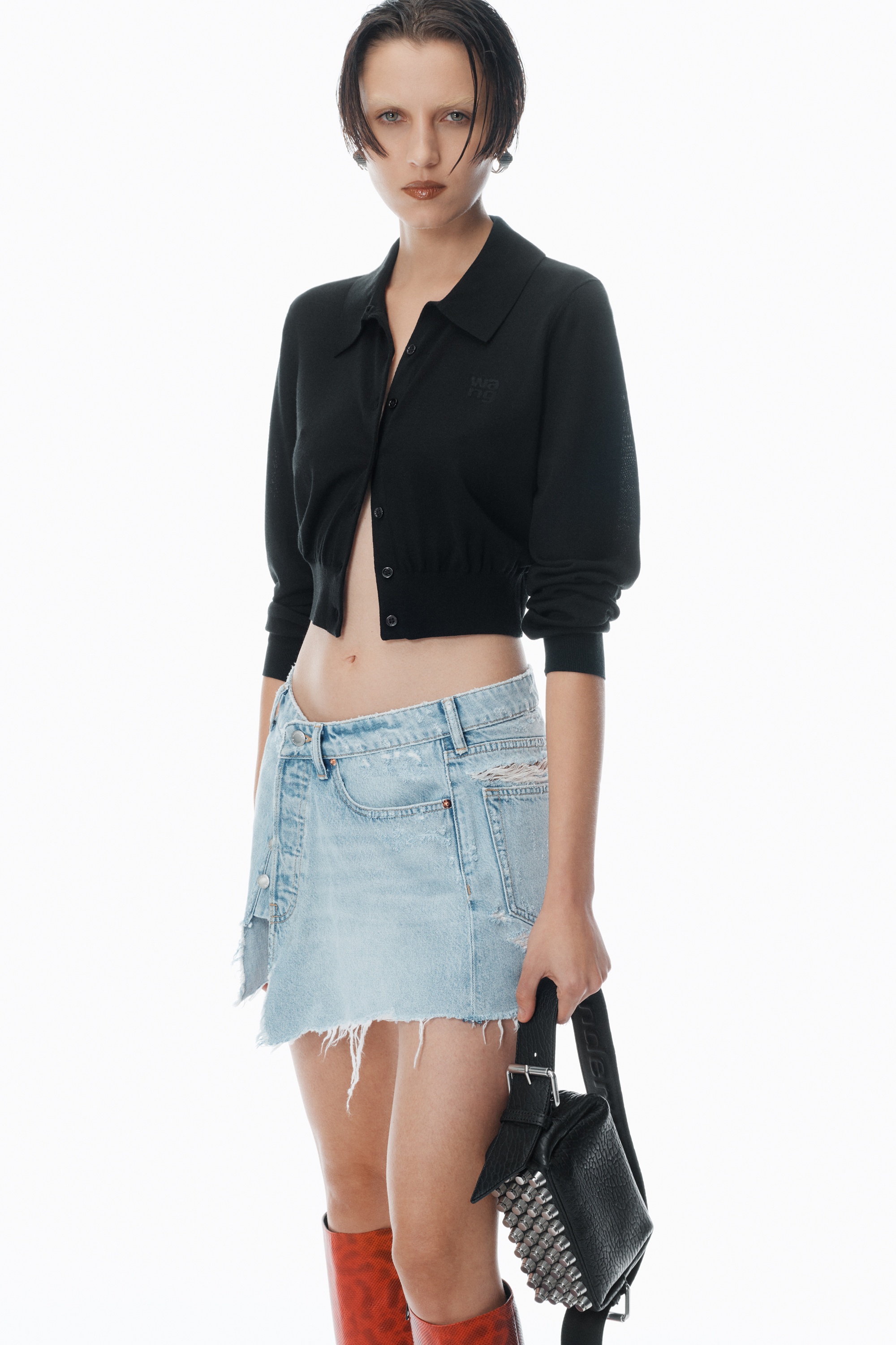 High-Frequency Stacked Logo Cardigan in Merino Wool - 3