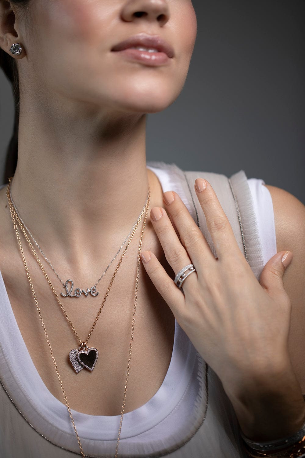 Large Diamond Love Script Necklace - 2