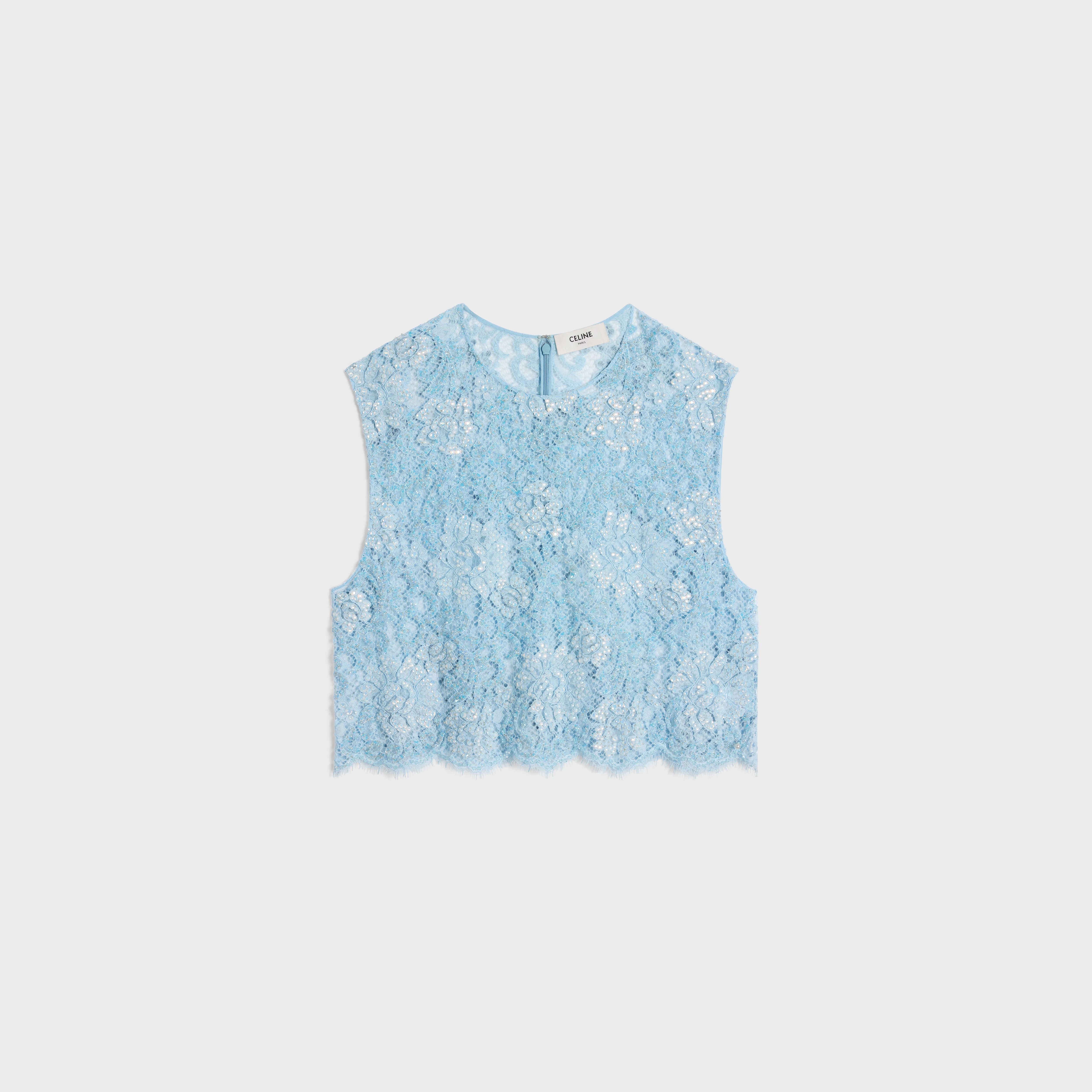 embroidered crop top in lace - 1