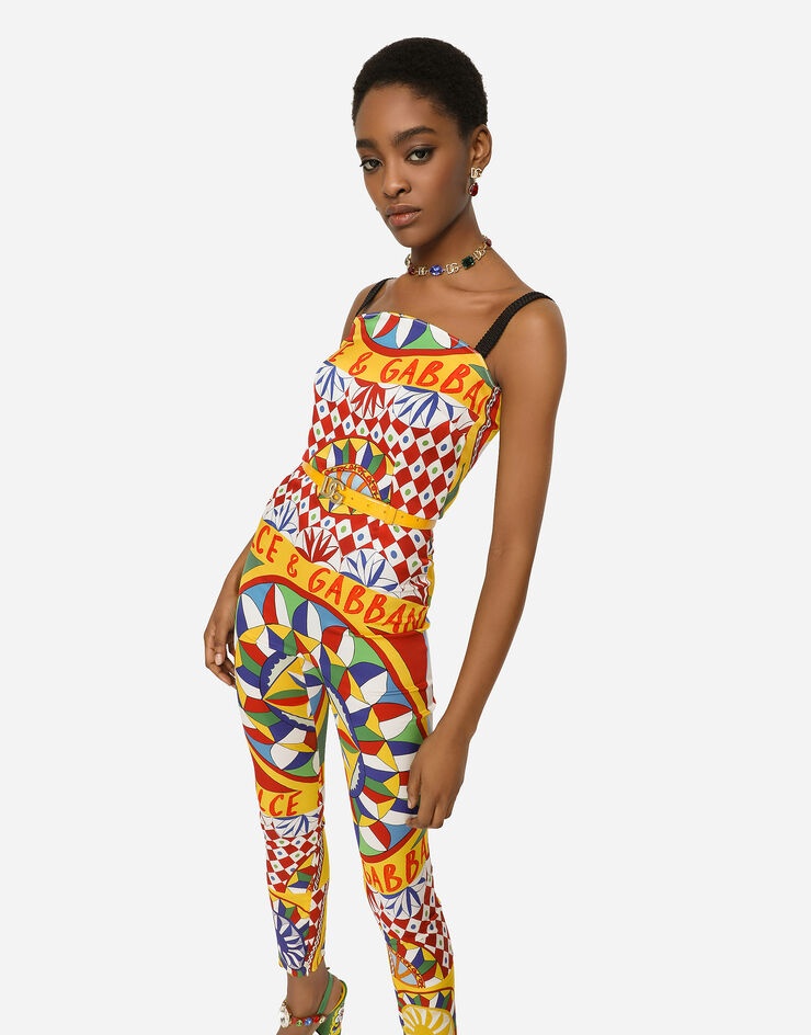 Carretto-print technical jersey jumpsuit - 4