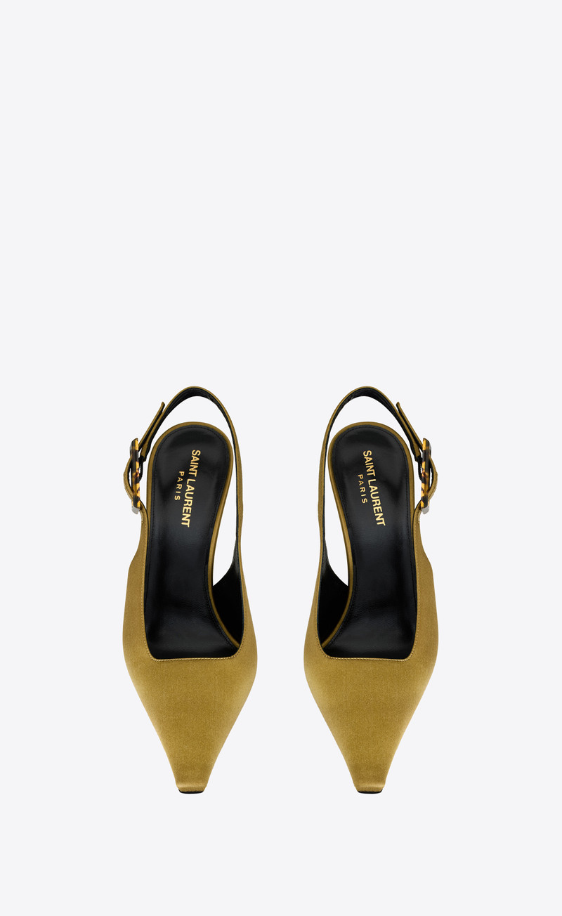 SAINT LAURENT climax slingback pumps in satin crepe outlook