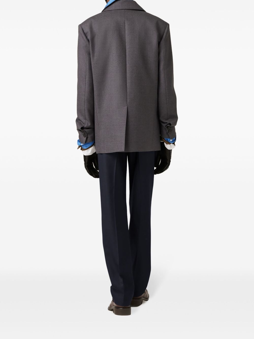 single-breasted gabardine blazer - 3