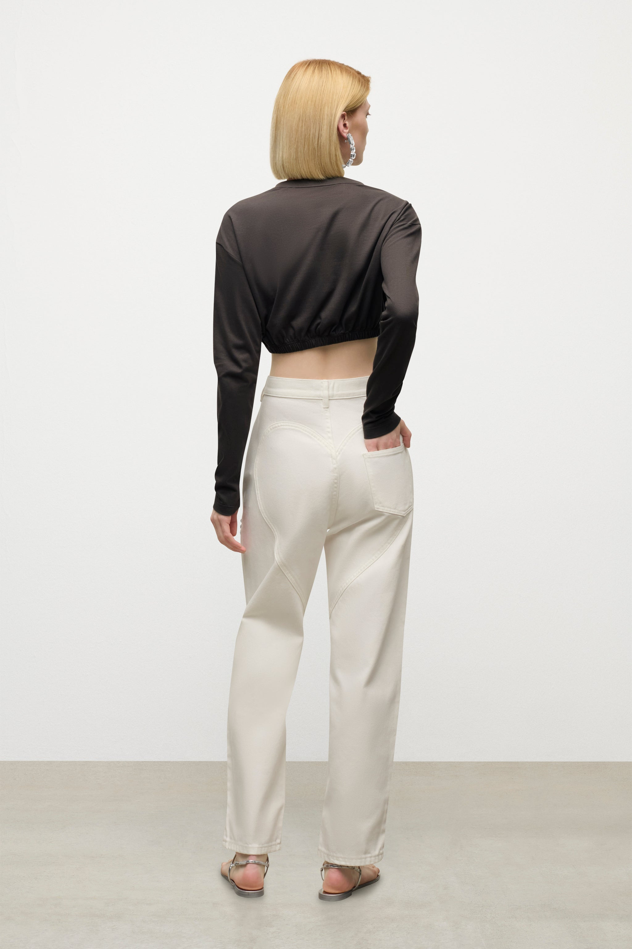 CRYSTAL CLUSTER LONG SLEEVE CROPPED T-SHIRT - 4