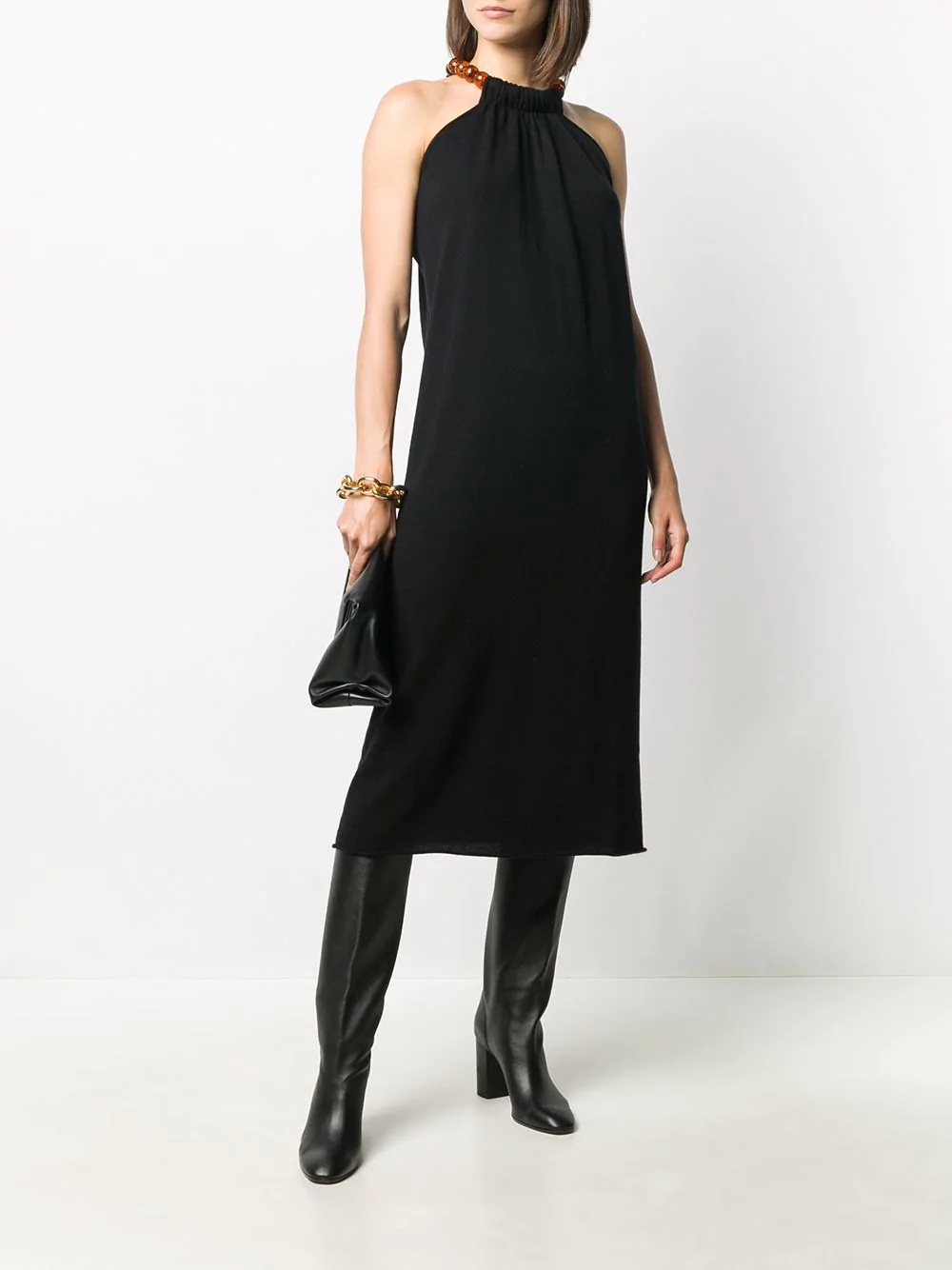 halterneck knitted dress - 2