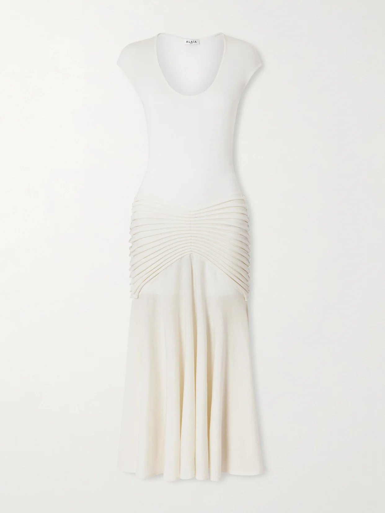 alaia ruched dress Alaa Ruched Cutout Jersey Gown