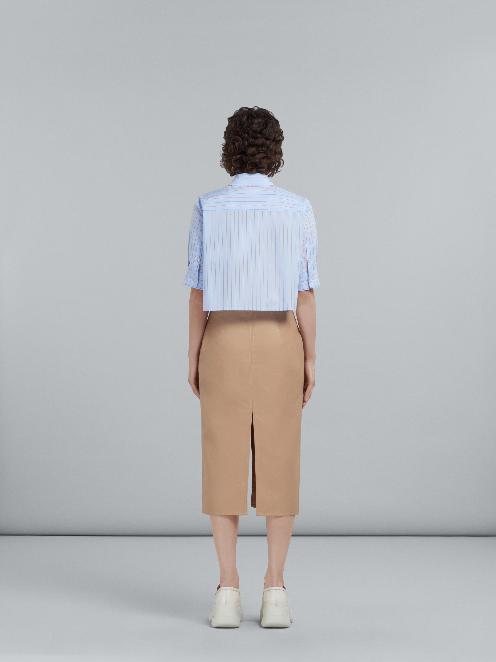 BEIGE SKIRT IN TECHNICAL COTTON-LINEN - 3