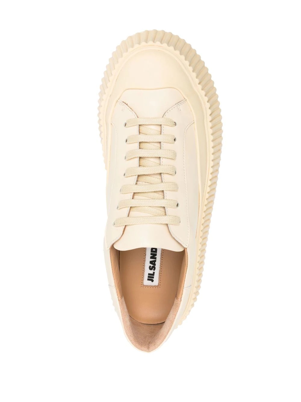 panelled low-top leather sneakers - 4