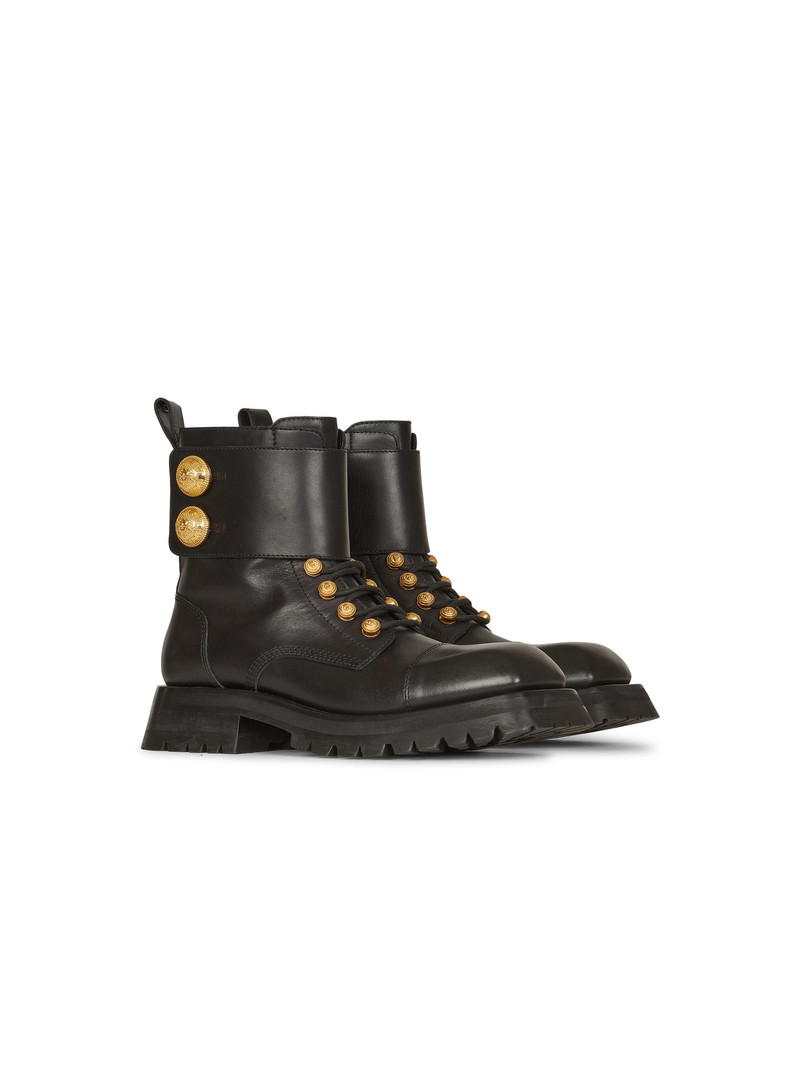 Balmain Leather Ranger Army ankle boots outlook
