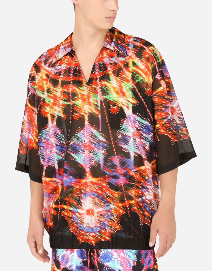 Illumination-print cotton Hawaiian shirt - 4