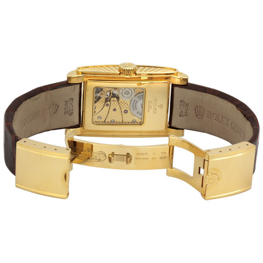 Rolex Cellini Prince Champagne Dial Leather Strap Men's Watch 54408 - 3