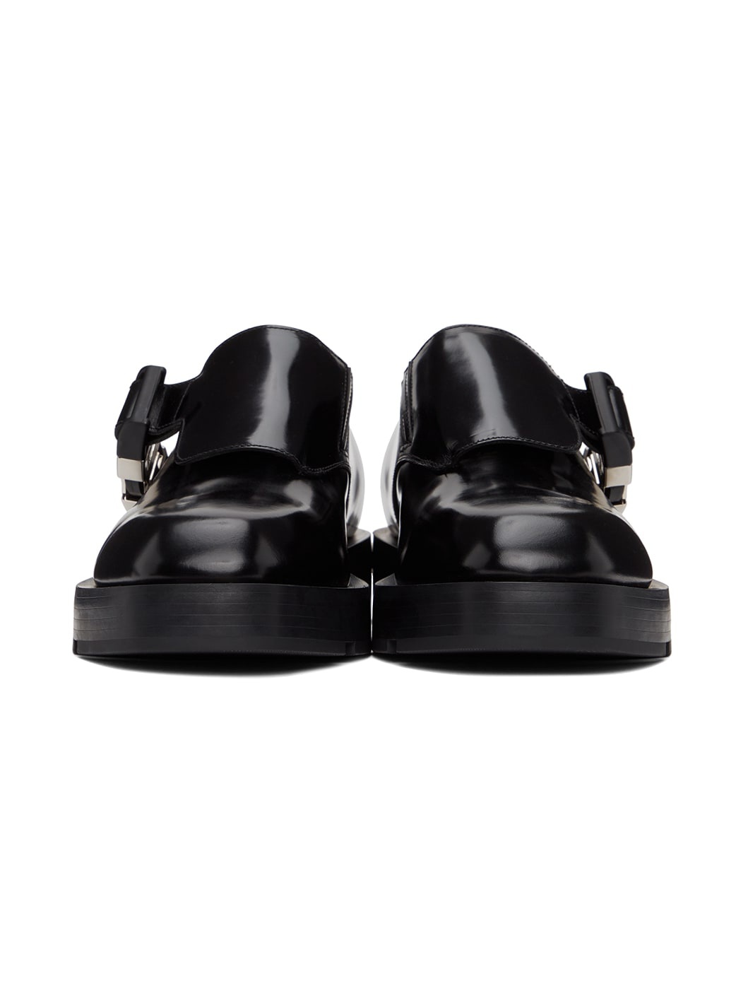 Black Squared Buckle Loafers - 2