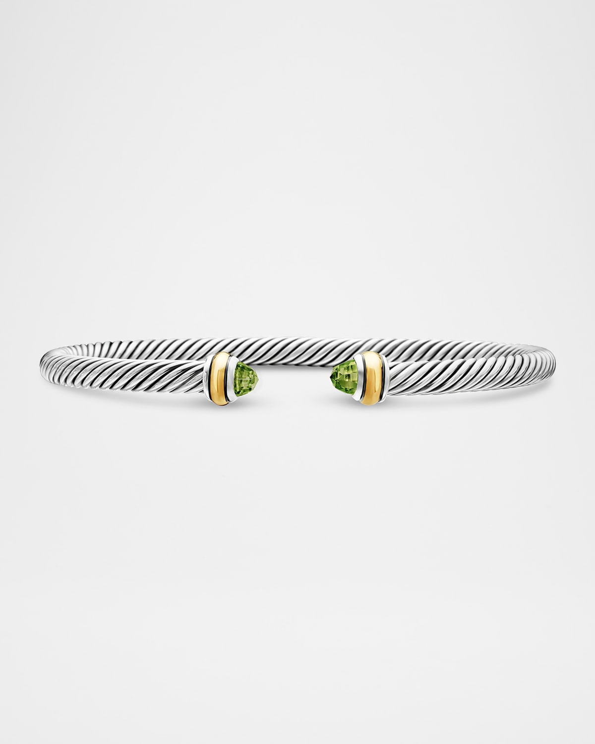 Cable Bracelet with Gemstone in Silver with 18K Gold, 4mm - 1