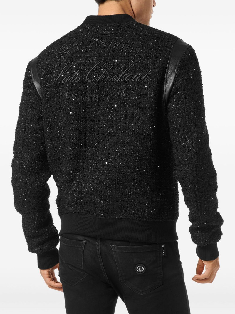 sequin-embellished leather-trimmed bomber jacket 4
