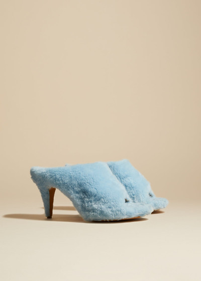 KHAITE The Marion Mule Sandal in Baby Blue Shearling outlook