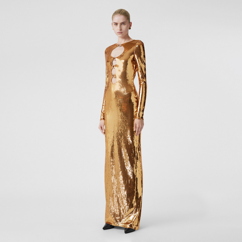 Chain-link Detail Cut-out Sequinned Silk Dress 5