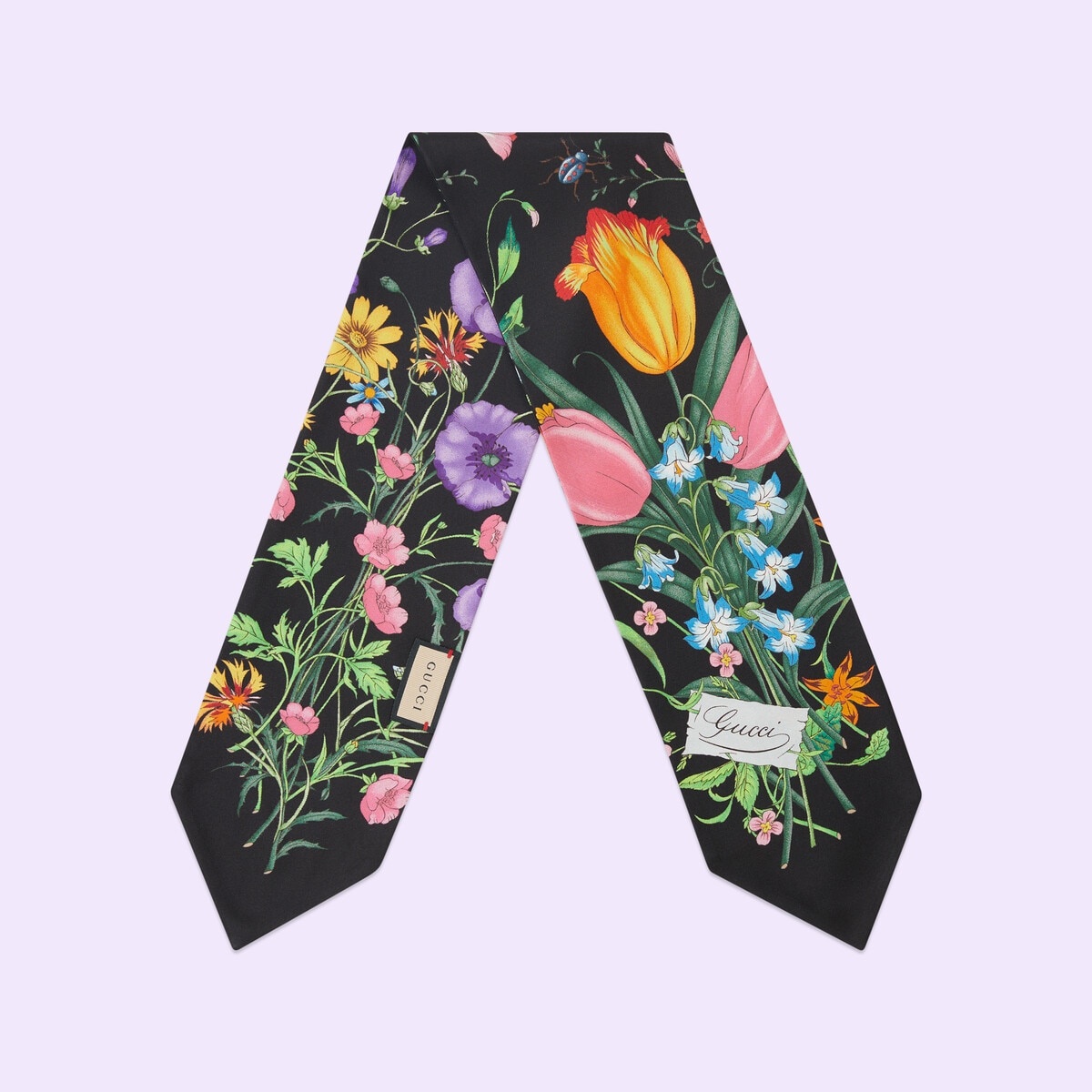 Flora print silk neck bow - 2