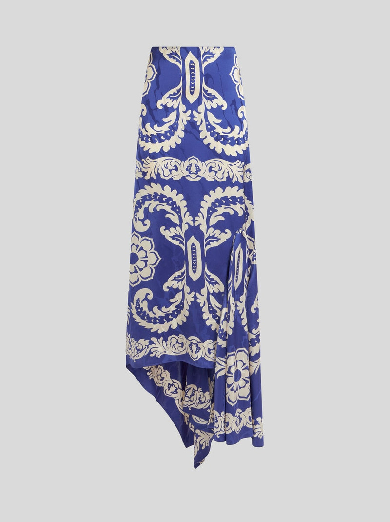 ASYMMETRIC SKIRT WITH STENCIL FLORAL PRINT 1