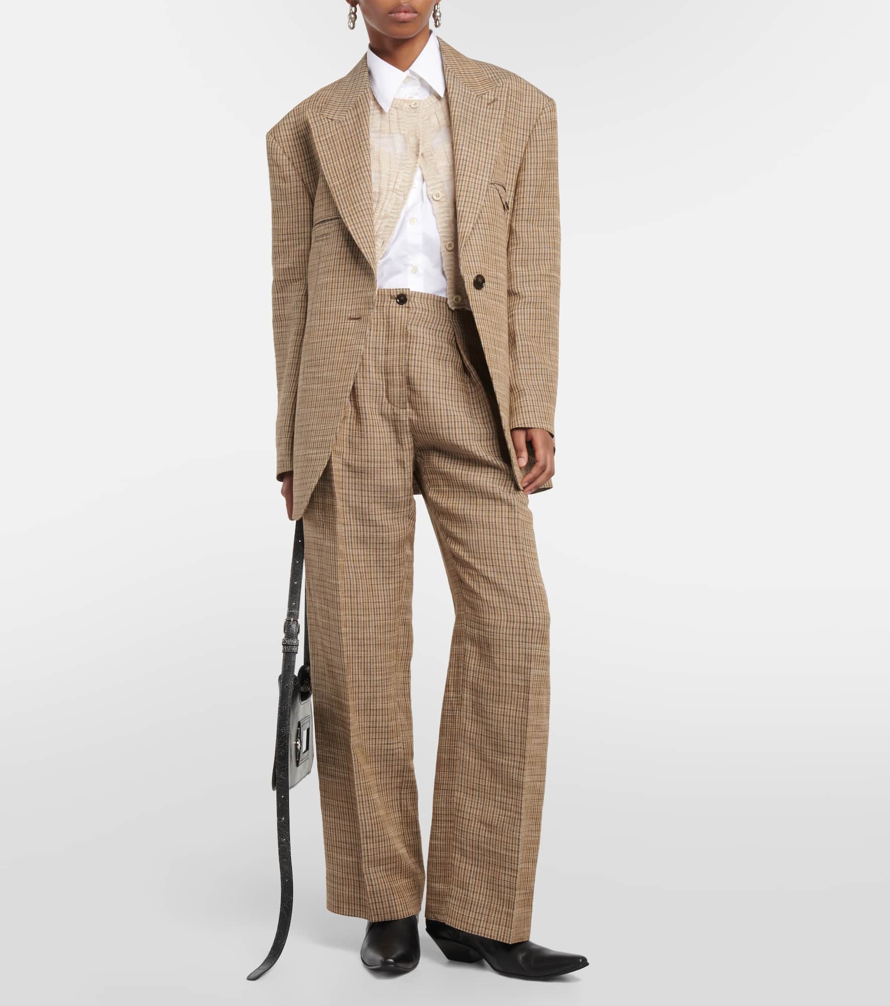 High-rise linen blend wide-leg pants - 2