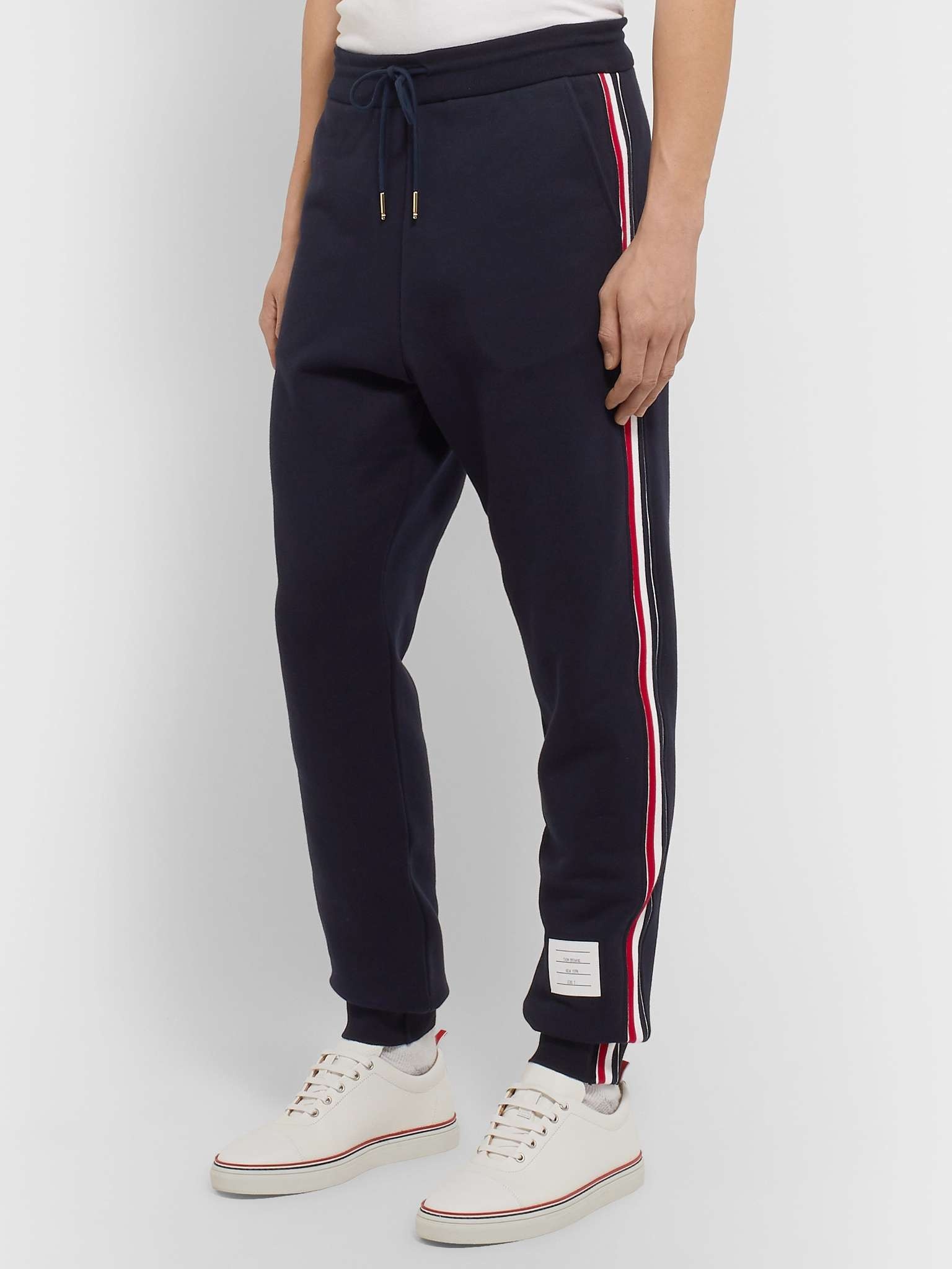 Tapered Grosgrain-Trimmed Loopback Cotton-Jersey Sweatpants - 7