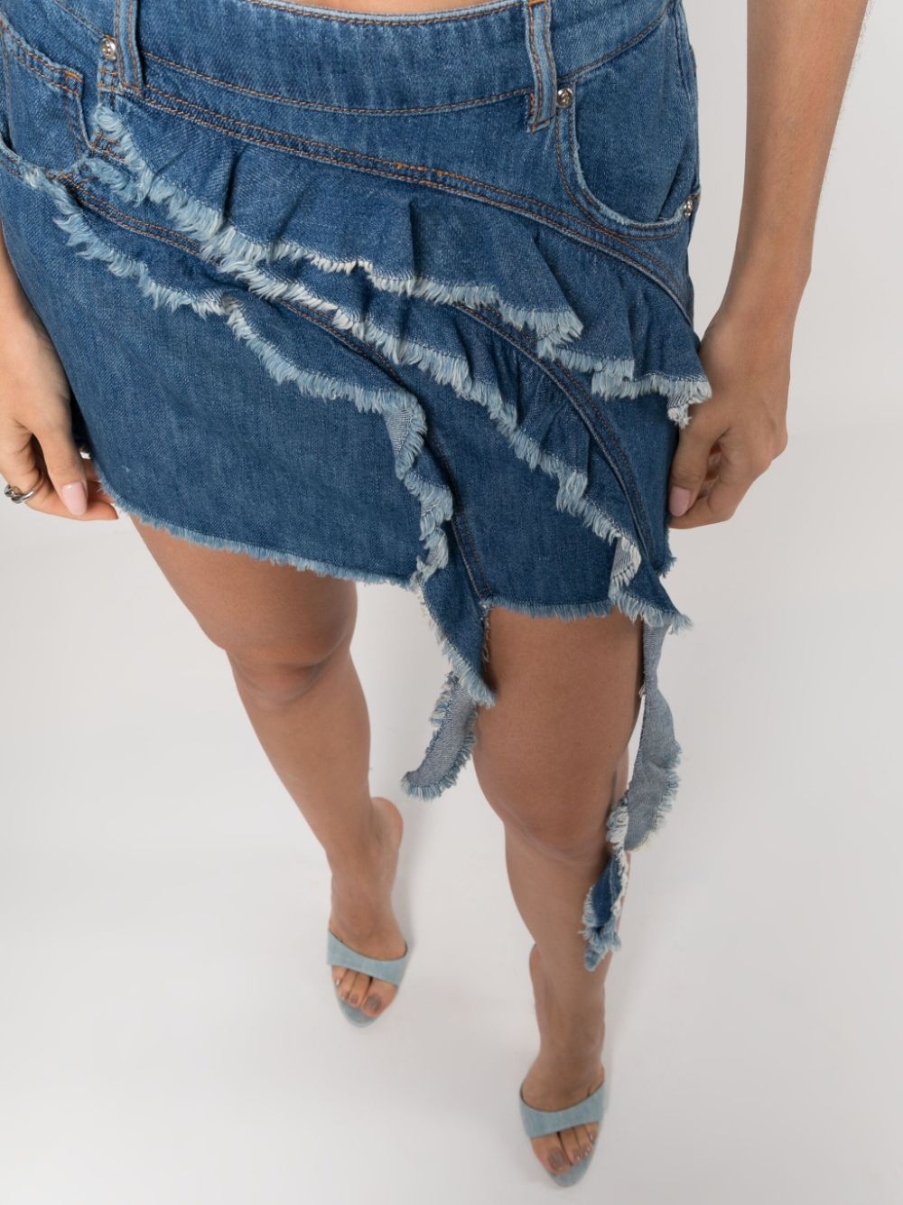 draped-detail denim miniskirt - 5