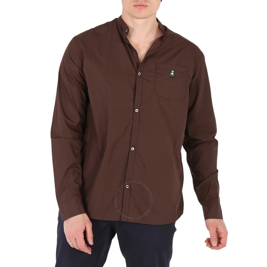 Undercover Brown Patch Detail Ruched Cotton Shirt - 1