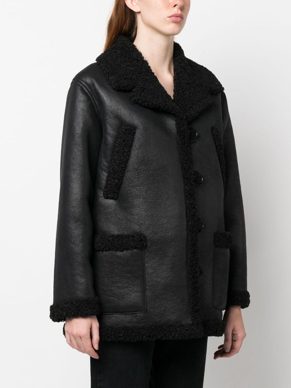 faux-leather shearling jacket - 3