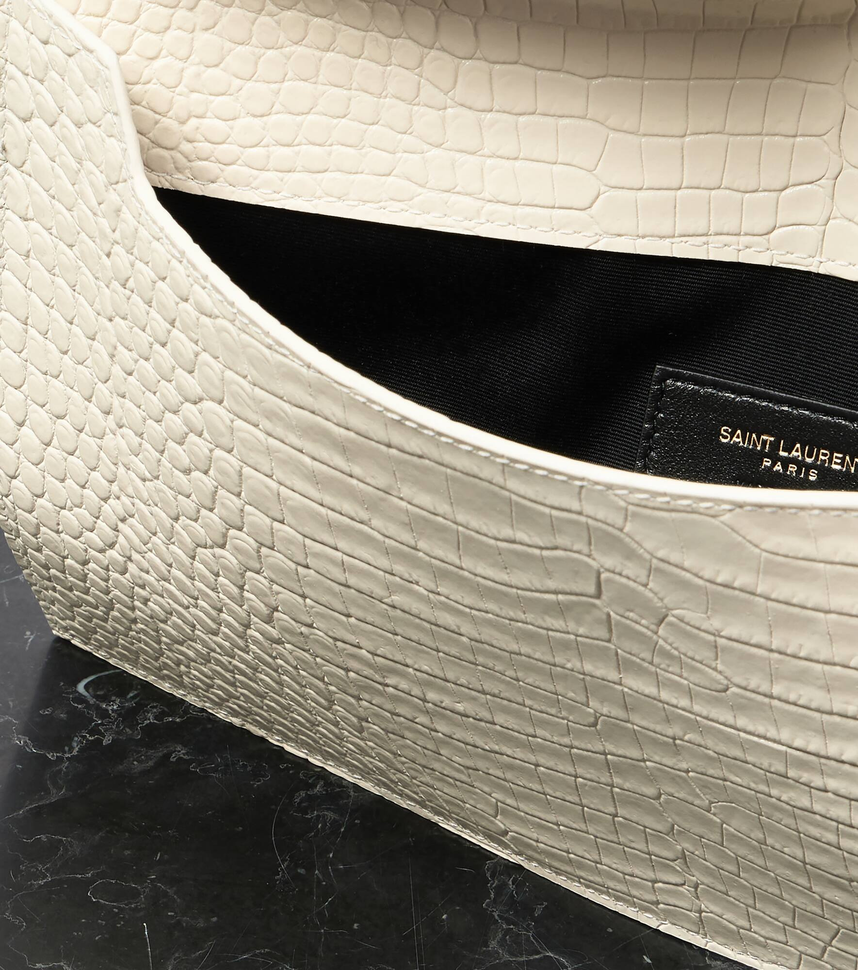 Uptown croc-effect leather clutch - 3