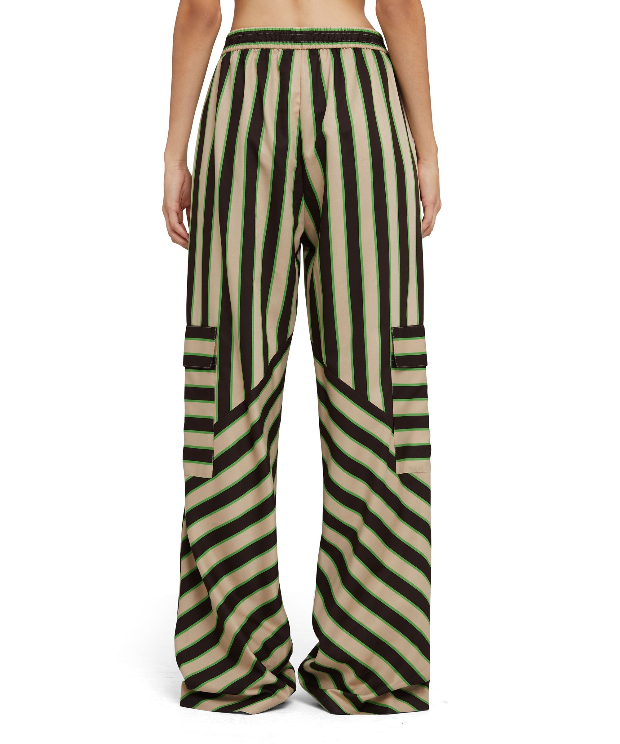 Viscose twill flowing pants with straight legs and "jumbo stripe" print - 1