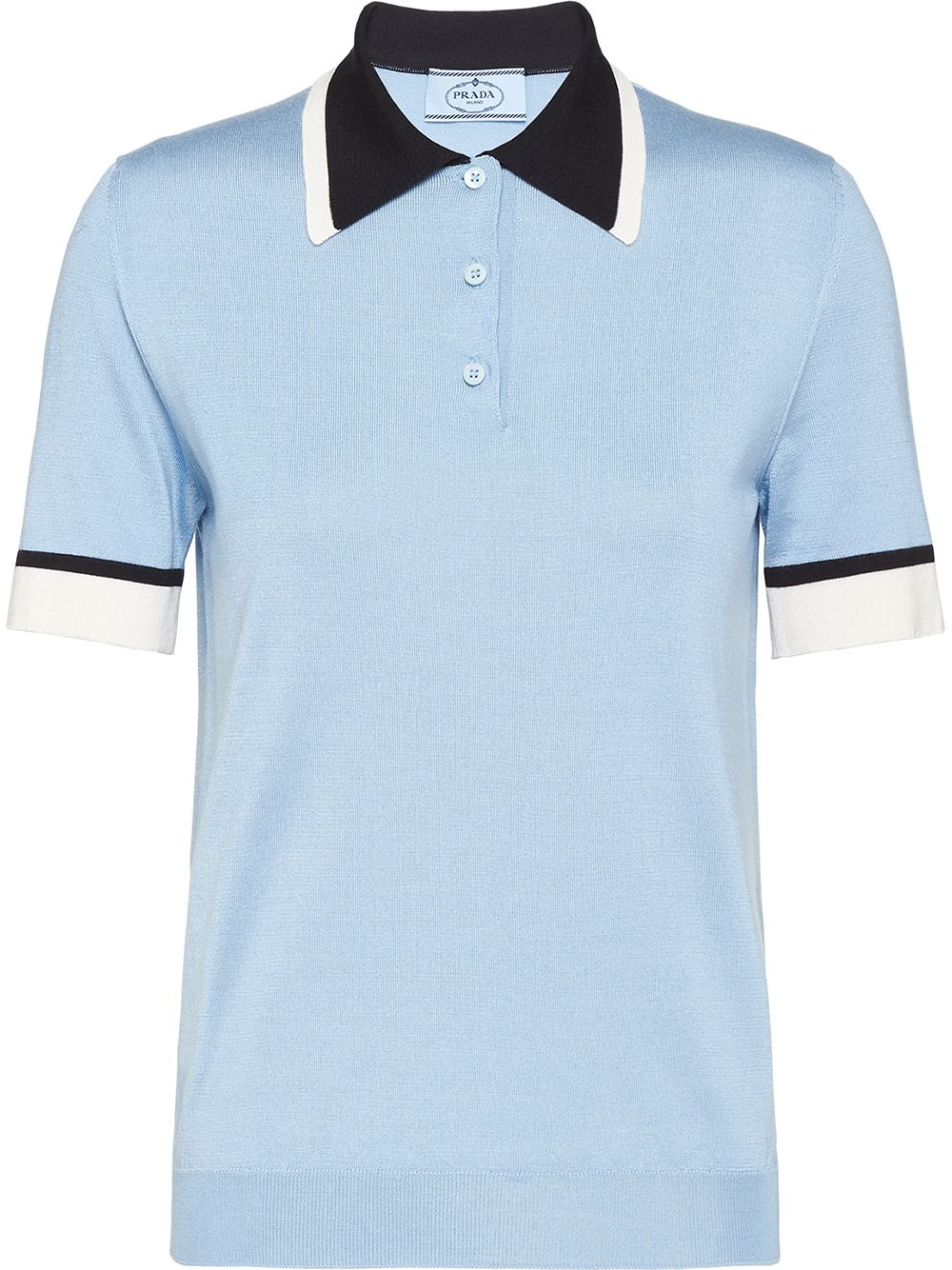 contrast-collar silk polo shirt - 1