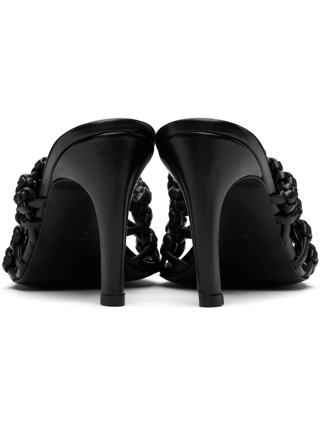 Black Braided-Leather Bandeau Mules - 2